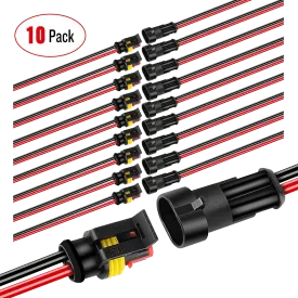 10Pack 16AWG 2-Pin Way Waterproof Wire 1.5mm Series Terminal Connector