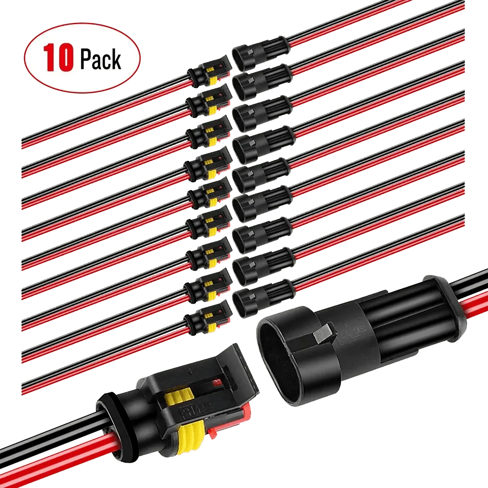 10Pack 16AWG 2-Pin Way Waterproof Wire 1.5mm Series Terminal Connector