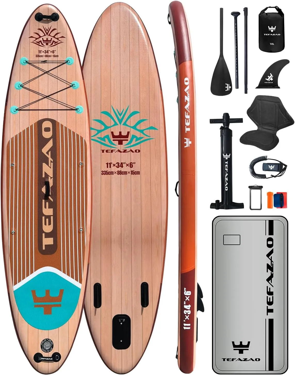 34'' Wide Inflatable Stand Up Paddle Board, 400lbs Capacity SUP Board with Premium Paddle Board Accessories, 100L Backpack, Dry Bag, Adj Paddle with for Adults