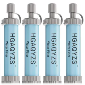 4 Packs of Water Filter Straws, Portable Personal Water Filtration System, Ultrafiltration Water Purifier, Emergency Preparedness for Camping, Hiking, Drinking, Travel, Hunting, and Family Outings