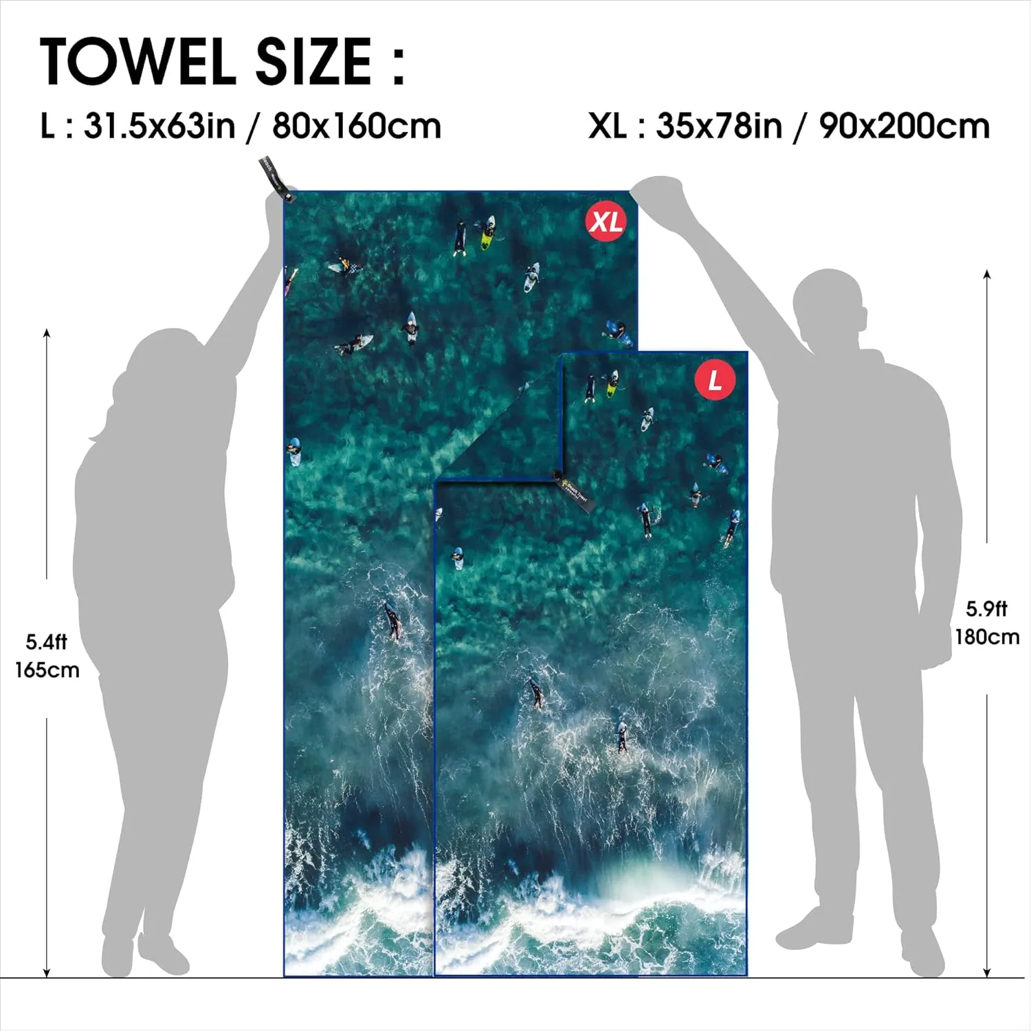 4Monster Microfiber Beach Towel Quick Dry,Super Absorbent Lightweight Travel Towel for Swimmers, Sand Free Camping Towel, Beach Towels for Pool, Swim, Water Sports,Yoga,Gym,Backpacking