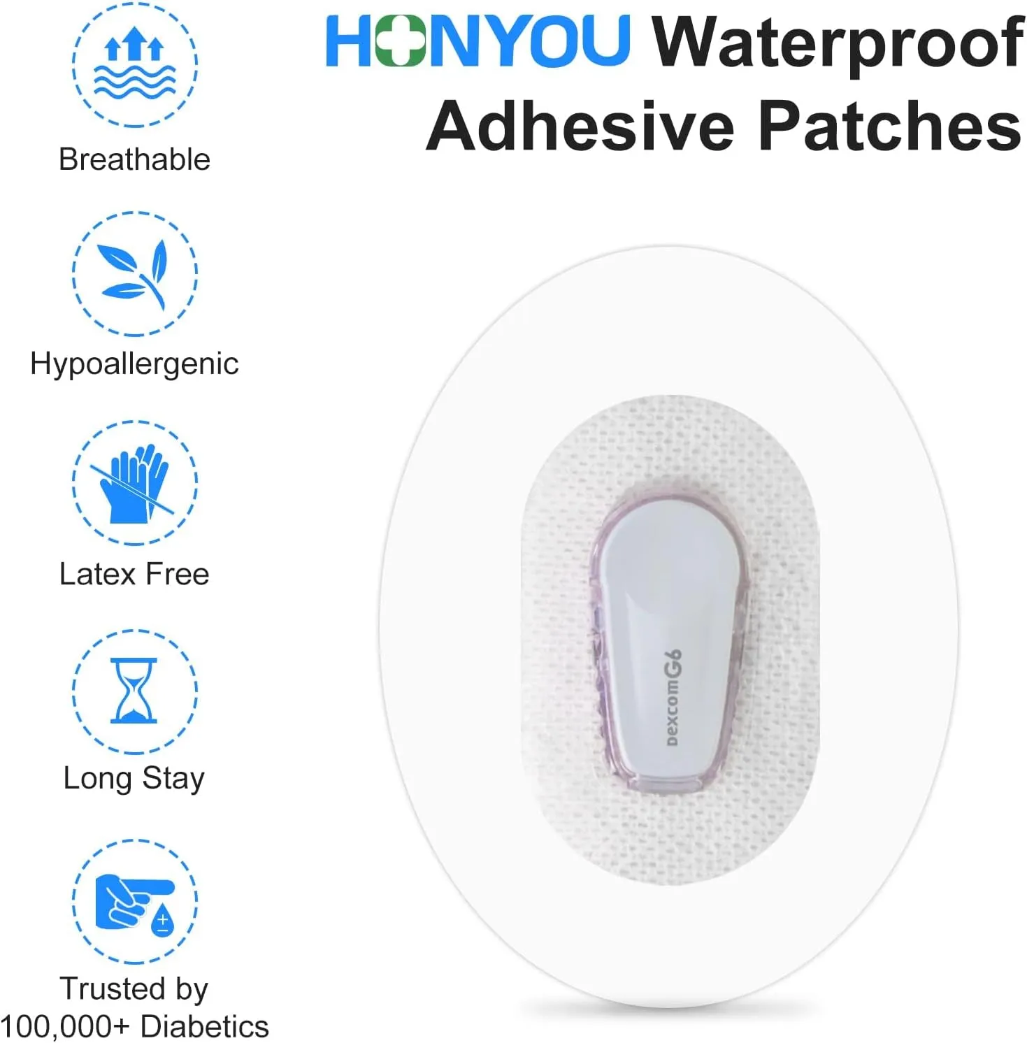 60Pack G6 Adhesive Patches Waterproof Adhesive Patches for G6 Premium Transparent Overpatch 10 Days Long Stay Covers Easy to Use by One Hand