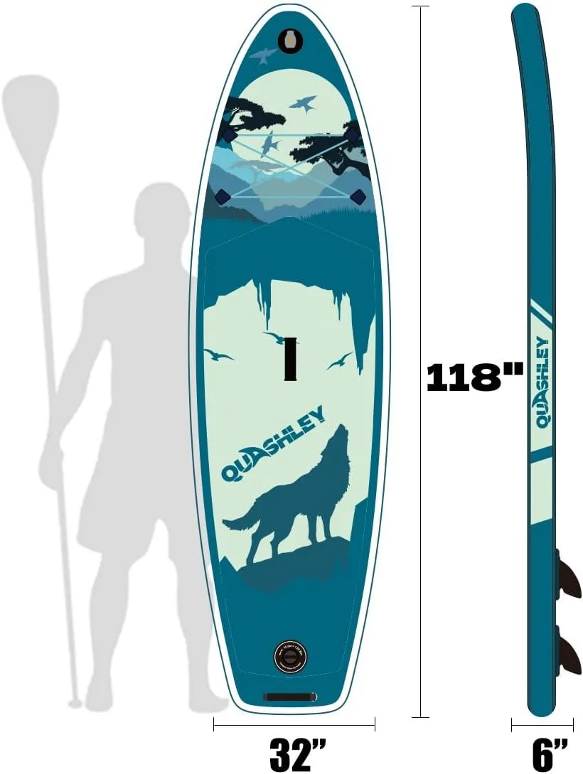 9.9'/5"33" Inflatable S U P w/Premium SUP Accessories & Backpack, Beginner Stand-Up Paddleboards, Bottom Fin for Paddling, Paddle, Leash, Surf Control, Non-Slip Deck for Youth & Adult