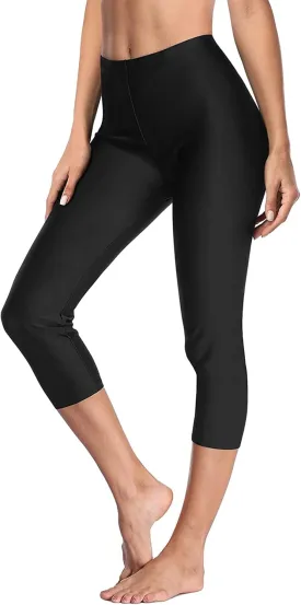 ATTRACO Swim Pants for Women High Waisted Swim Capris Swim Shorts Swimming Leggings