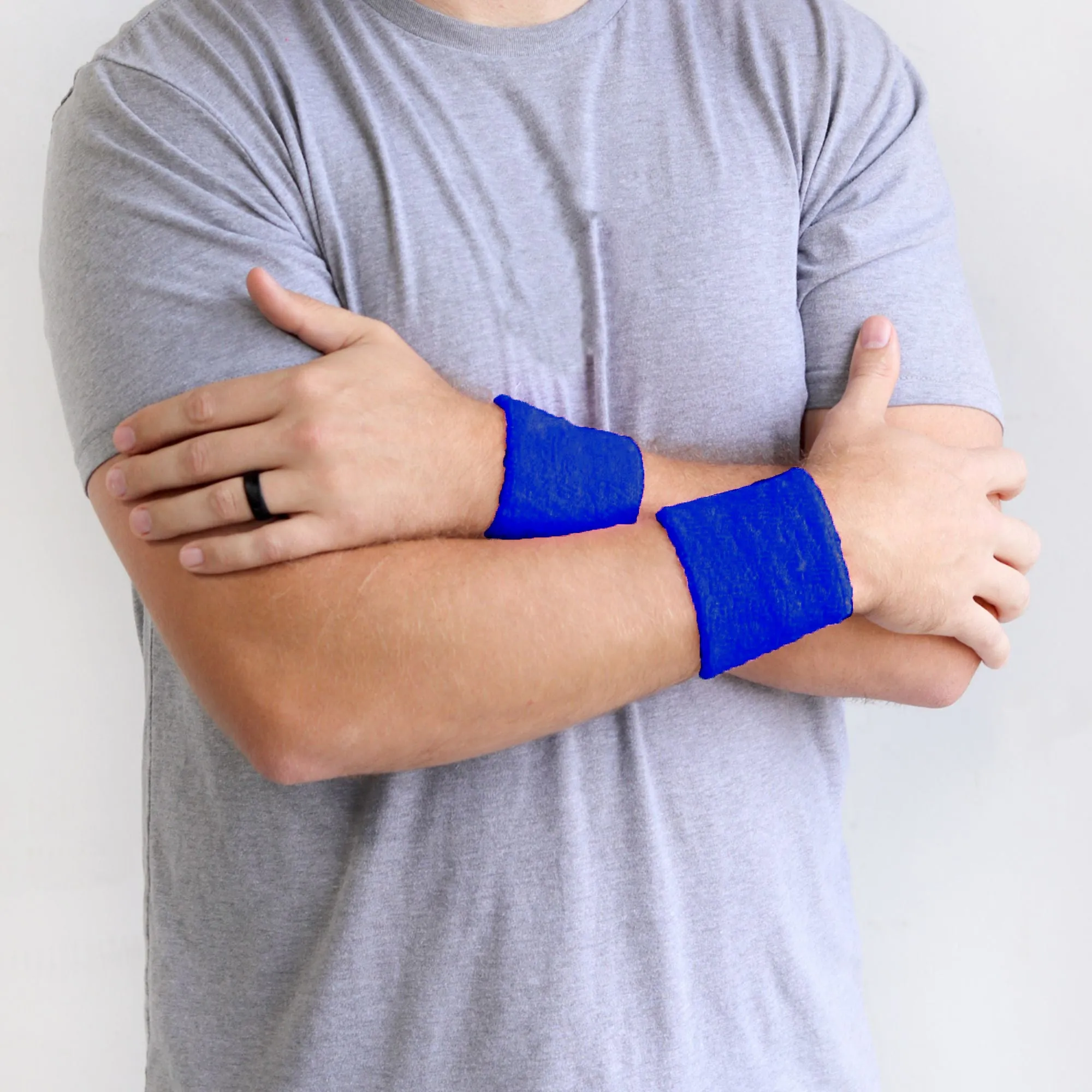 Blue Wrist Sweatbands - 2 Pack