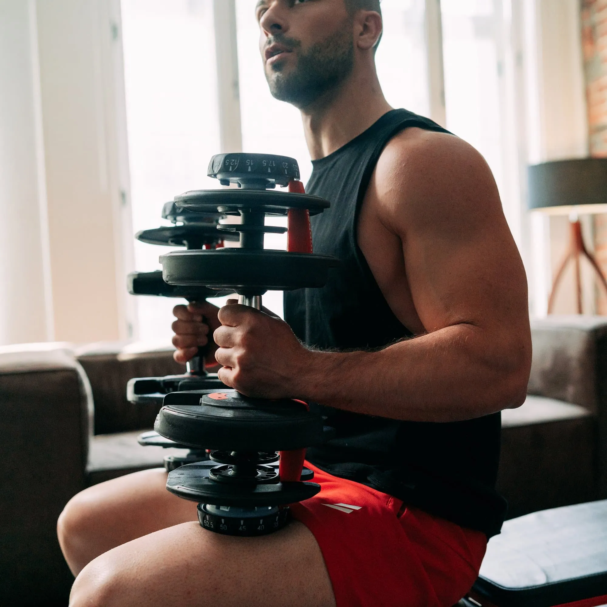 Bundle: Set of Dumbbells (5 - 52.5 lb) & Bench