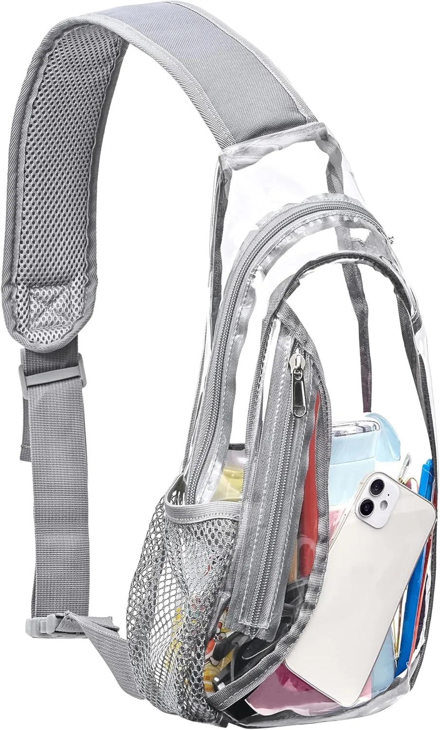 Clear Sling Bag, Stadium Approved PVC Crossbody Backpack, Clear Casual Chest Daypack for Hiking, Stadium or Concerts