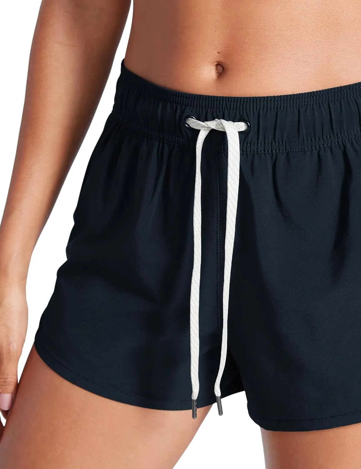 CRZ YOGA Womens 3" Mid Waisted Swim Board Shorts Side Splits Swimming Bottoms Quick Dry Beach Swimsuit with Liner Pockets