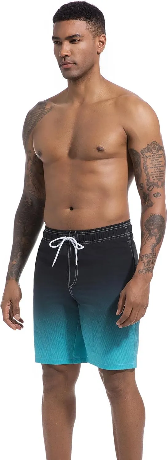 difficort Mens Swim Trunks with Compression Liner Quick Dry Bathing Suits Shorts with Zipper Pockets