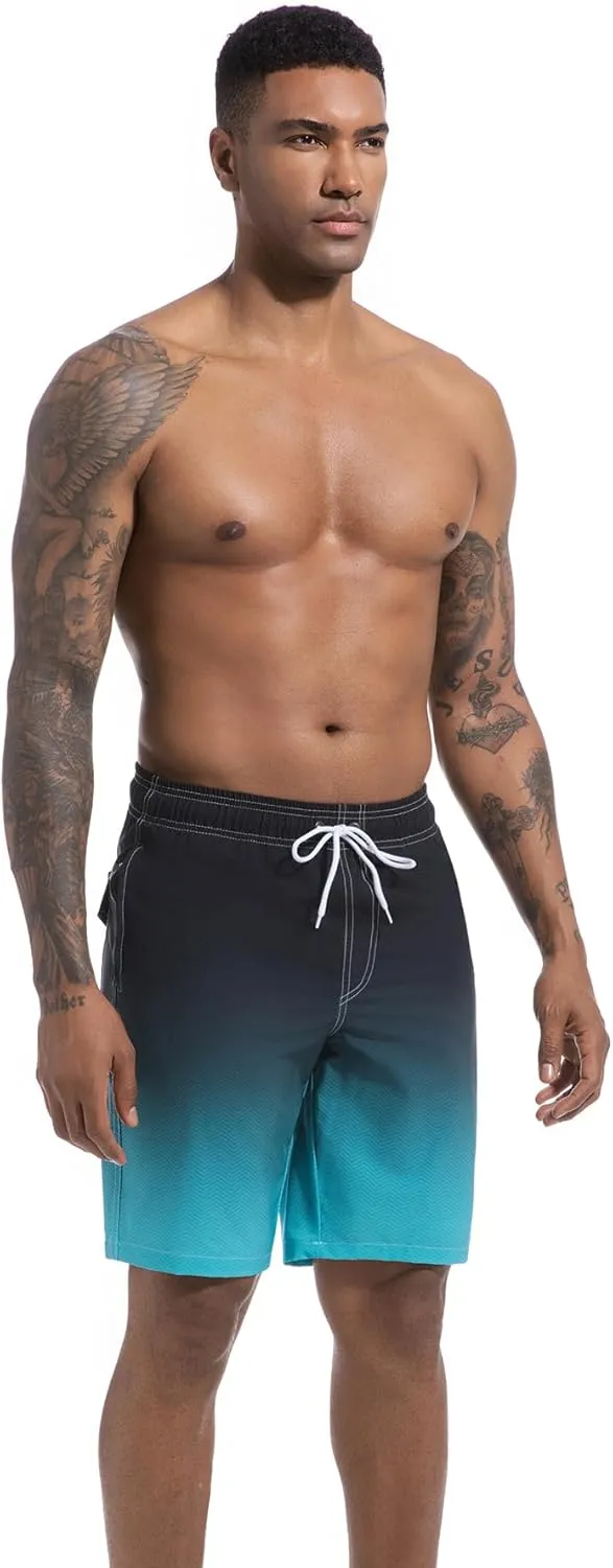 difficort Mens Swim Trunks with Compression Liner Quick Dry Bathing Suits Shorts with Zipper Pockets