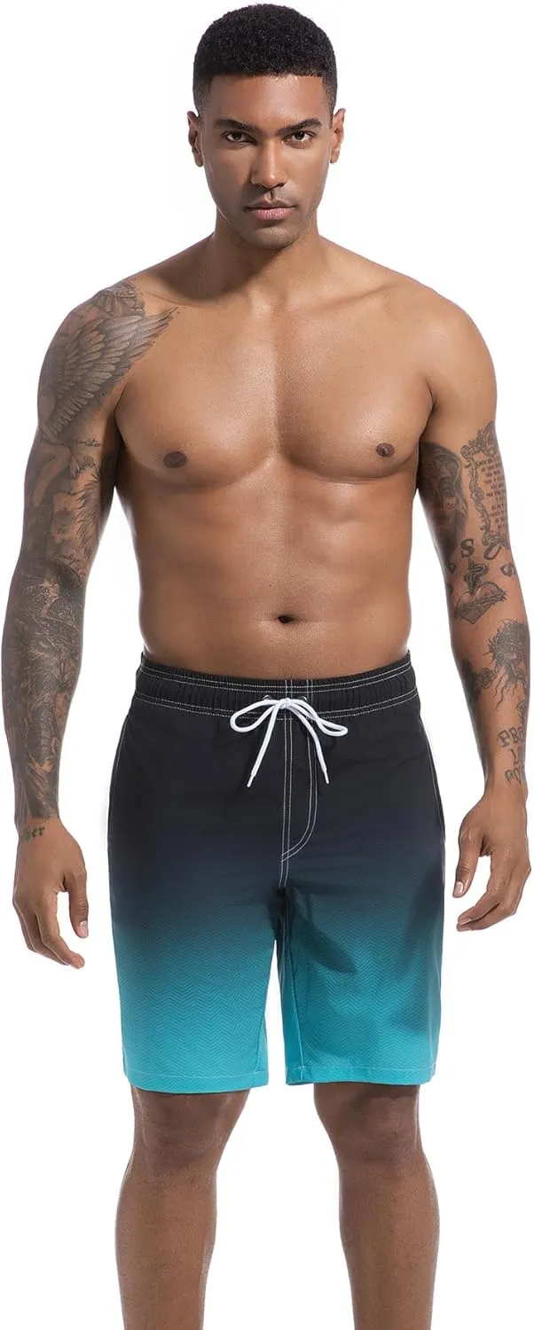 difficort Mens Swim Trunks with Compression Liner Quick Dry Bathing Suits Shorts with Zipper Pockets
