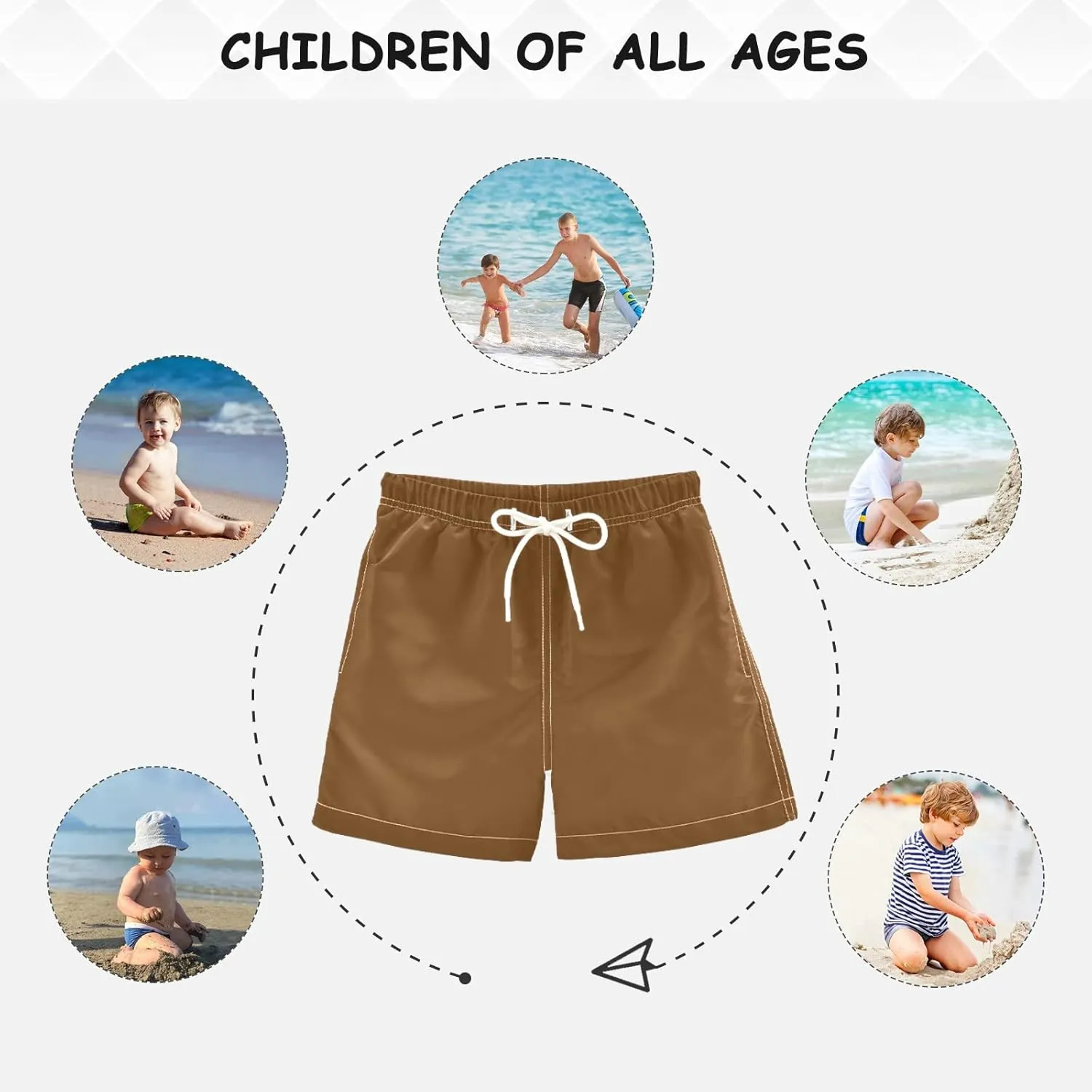 DOMIKING Neon Green Boys' Swim Trunks Mesh Lining Toddler Swim Shorts Quick Dry for Kids Adjustable Waist 2T-16