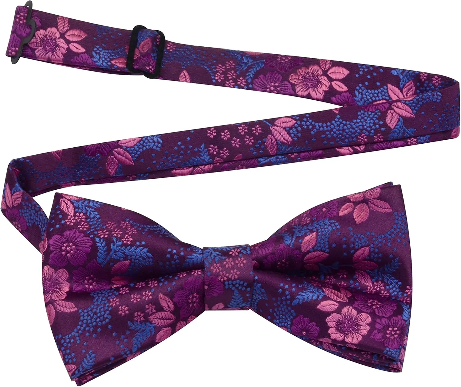 GUSLESON Adjustable Plaid Floral 6 Clips Y Shape Suspenders Pre-tied Bow Tie and Pocket Square Set with Gift Box