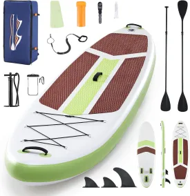 Inflatable Stand Up Paddle Board with Premium SUP Paddleboard Accessories, 10'6" Stable Blow Up Surfboard for Youth & Adults, Non-Slip EVA Deck for All Skill Levels