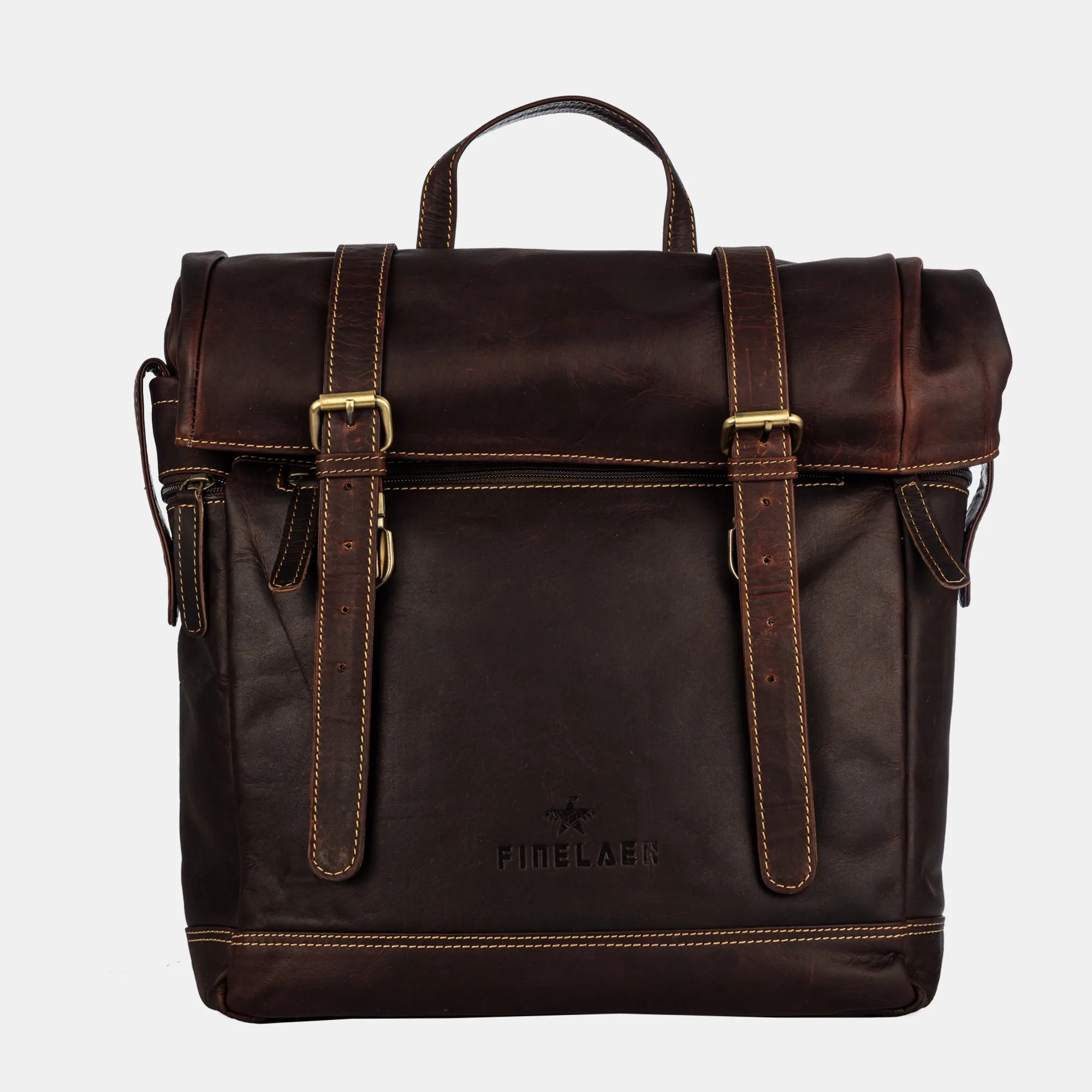 Leather hiking backpack Rolltop