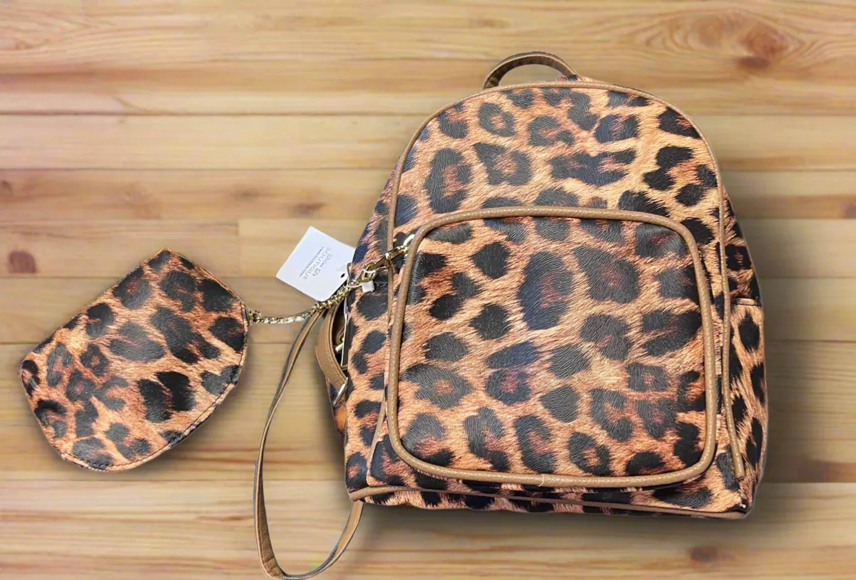 Leopard Backpack w/Coin Bag