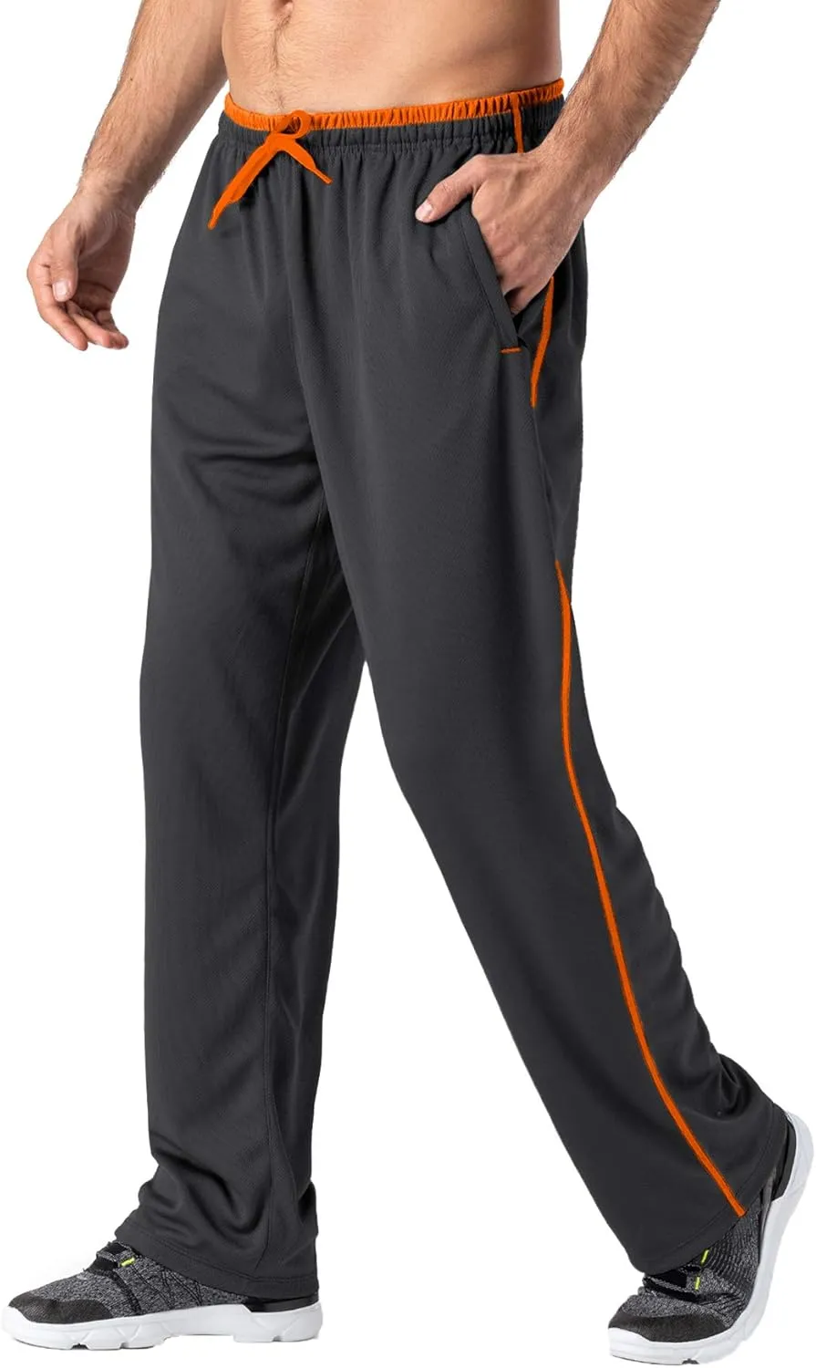 MAGNIVIT Men's Lightweight Sweatpants Loose Fit Open Bottom Mesh Athletic Pants with Zipper Pockets