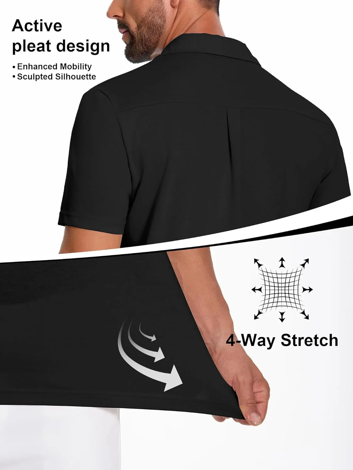 Mens Polo Shirts Short Sleeve Quick Dry Golf Casual Collared Tops Moisture Workout Cotton Polo T Shirts