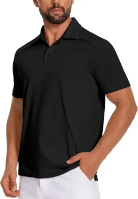 Mens Polo Shirts Short Sleeve Quick Dry Golf Casual Collared Tops Moisture Workout Cotton Polo T Shirts