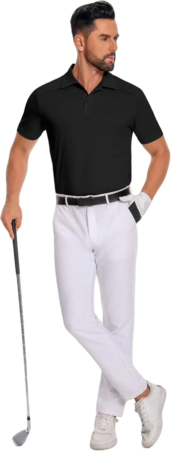 Mens Polo Shirts Short Sleeve Quick Dry Golf Casual Collared Tops Moisture Workout Cotton Polo T Shirts