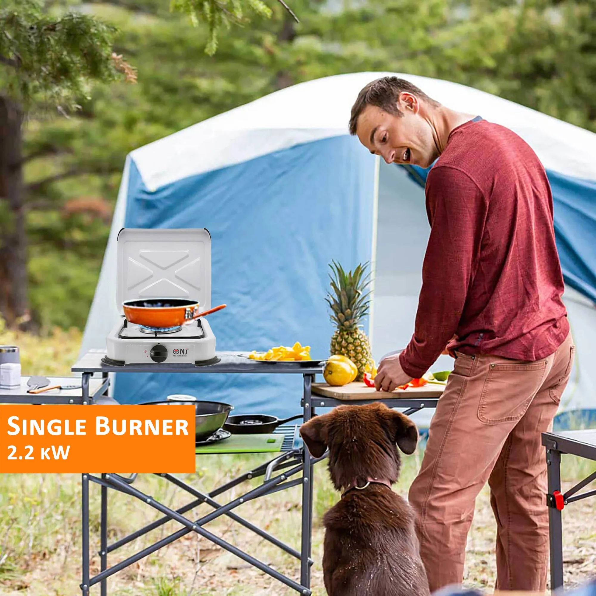 NJ-01 Lightweight Camping 1 Burner Gas Stove with Cover LPG Outdoor