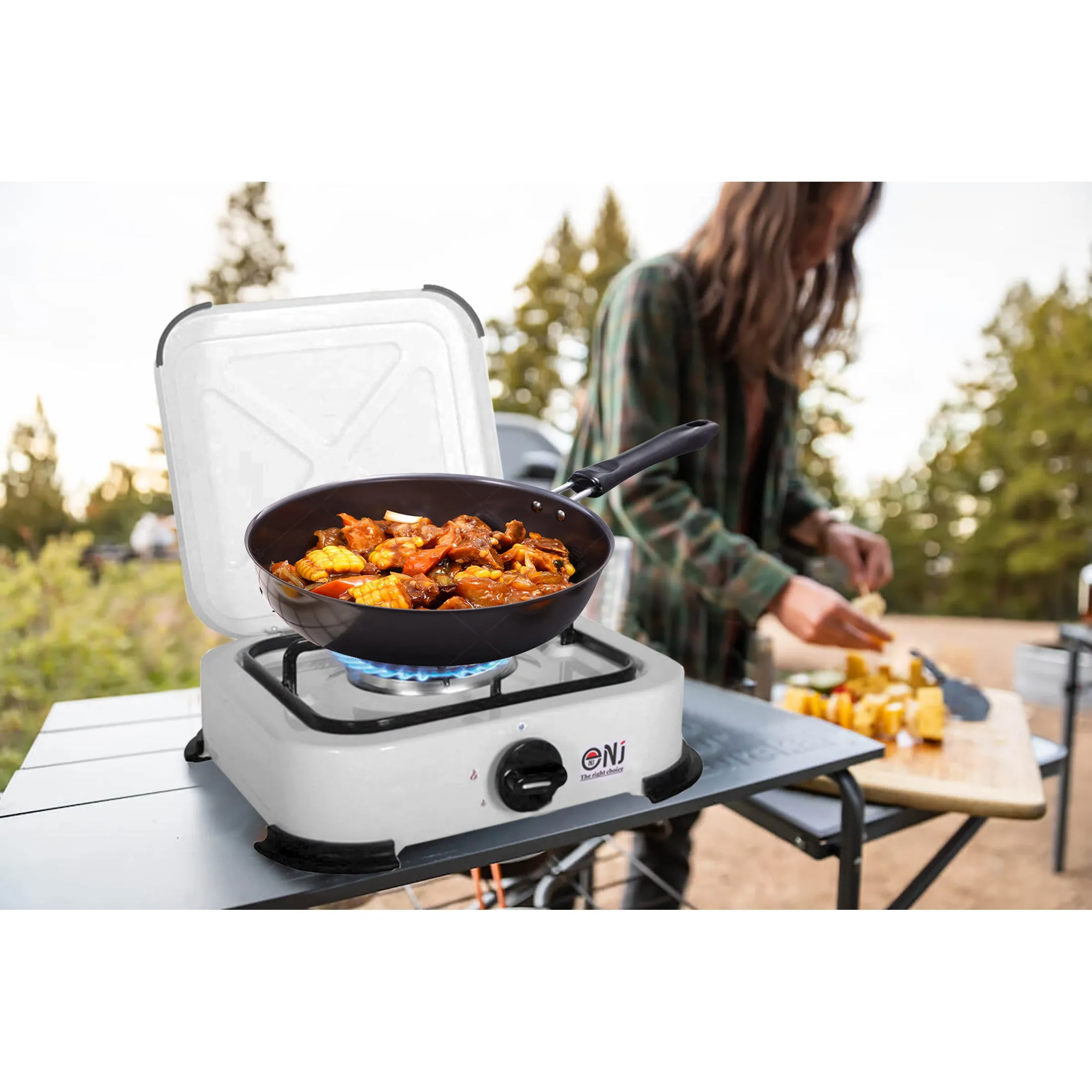 NJ-01 Lightweight Camping 1 Burner Gas Stove with Cover LPG Outdoor