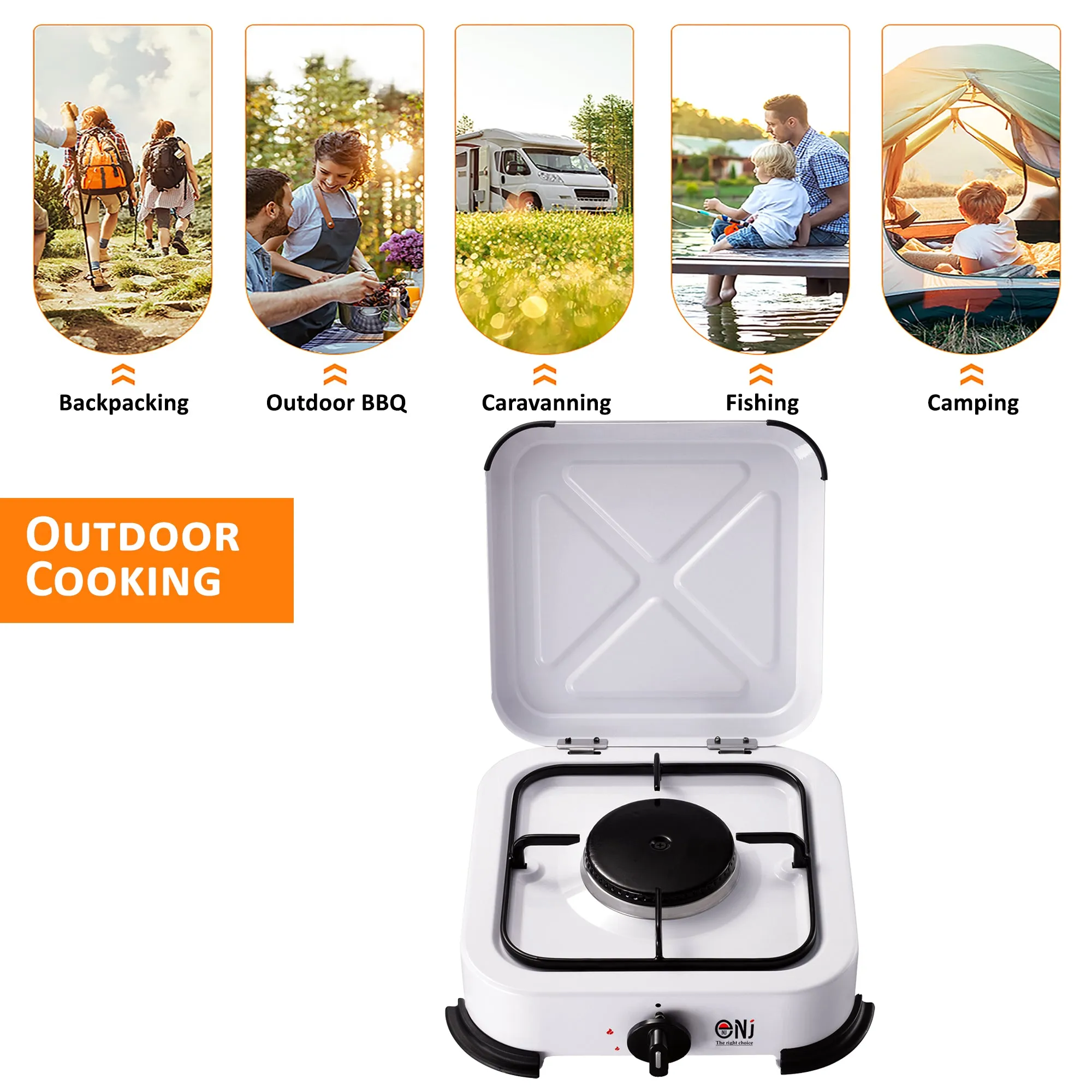 NJ-01 Lightweight Camping 1 Burner Gas Stove with Cover LPG Outdoor