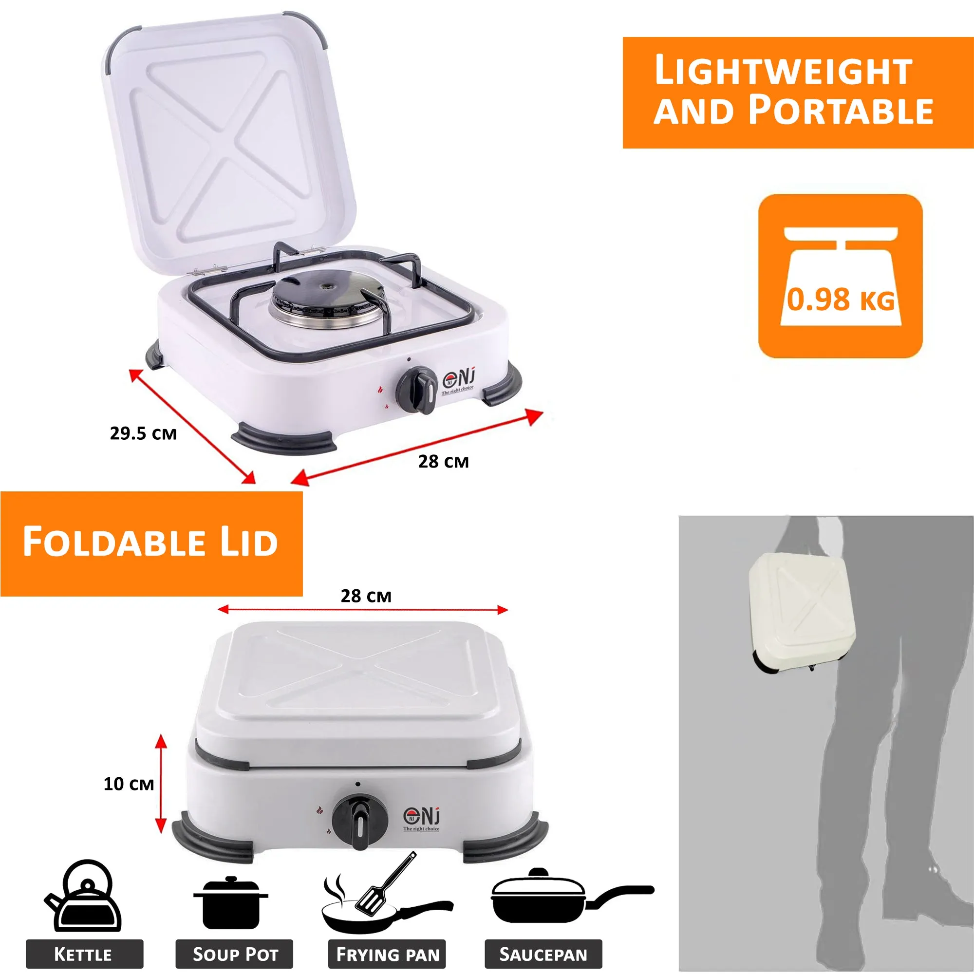 NJ-01 Lightweight Camping 1 Burner Gas Stove with Cover LPG Outdoor