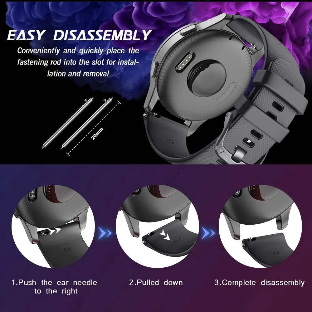 NotoCity for Garmin Venu/Venu 2 Plus/Venu Sq/Venu Sq 2/Vivoactive 3/Vivoactive 5, 20mm Soft Silicone Replacement Strap for Forerunner 245/Forerunner 645/ Vivoactive HR (Black L)