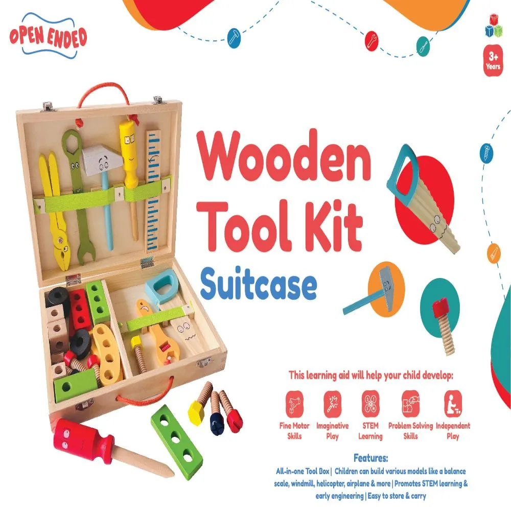 Open Ended Wooden Toolkit Suitcase