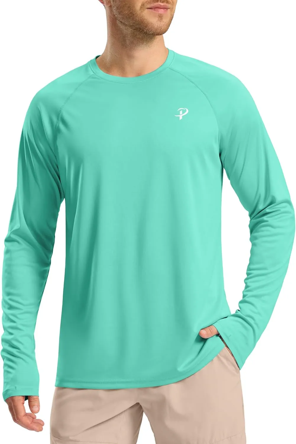 Pudolla Men's Sun Protection Shirts UV SPF UPF 50  Rash Guard Long Sleeve Lightweight Quick Dry Brethable Swimming Fishing