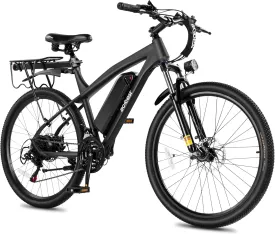 Race Electric Bike for Adults 21-Speed 27.5" Ebike, Up to 28MPH, Peak 1000W Brushless Motor, Removable Battery, Commuting Mountain Electric Bicycle with Fork Suspension