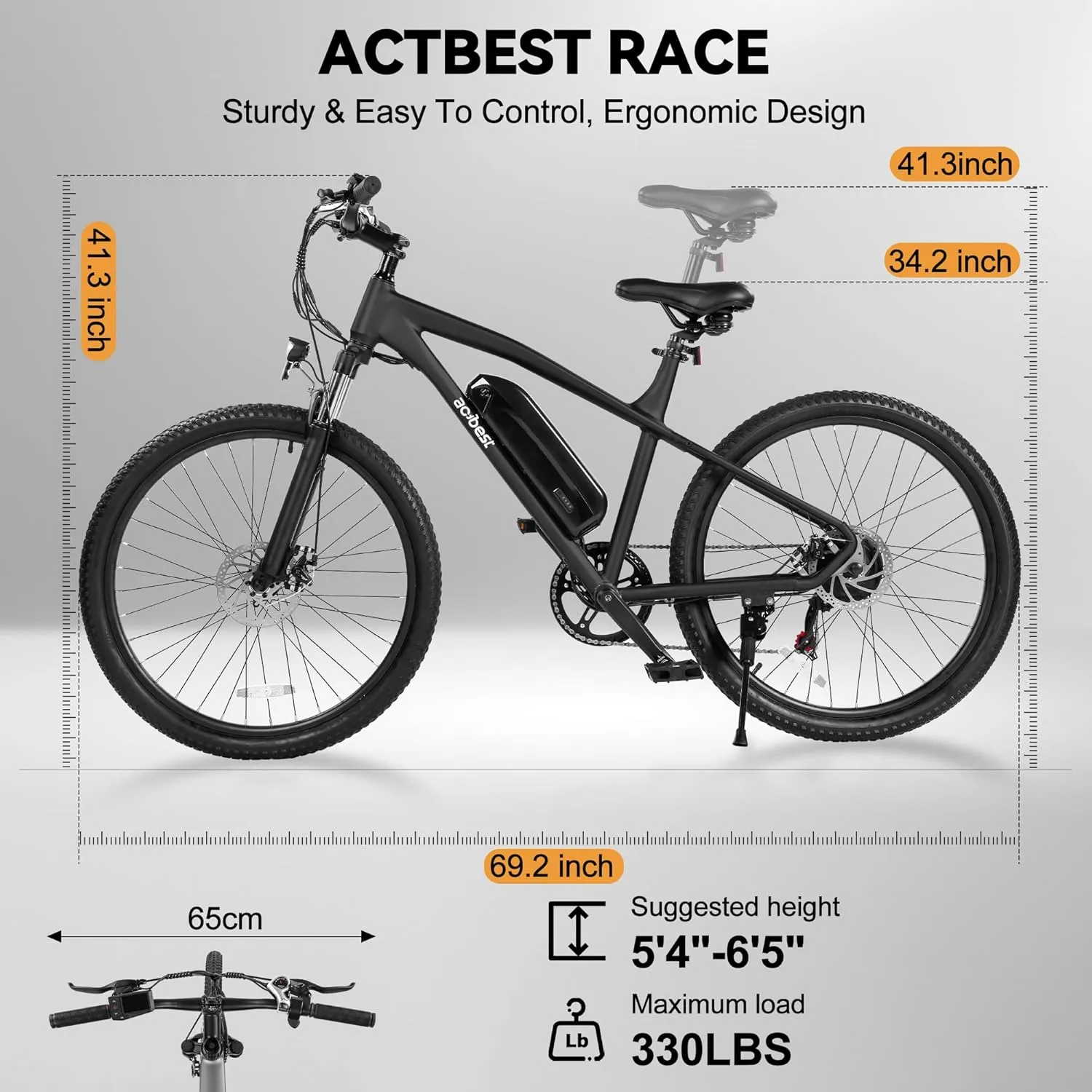 Race Electric Bike for Adults 21-Speed 27.5" Ebike, Up to 28MPH, Peak 1000W Brushless Motor, Removable Battery, Commuting Mountain Electric Bicycle with Fork Suspension