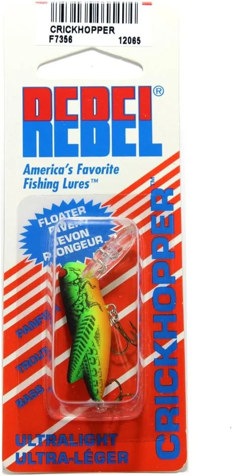 Rebel Lures Crickhopper Cricket/Grasshopper Crankbait Fishing Lure, 1 1/2 Inch, 1/4 Ounce