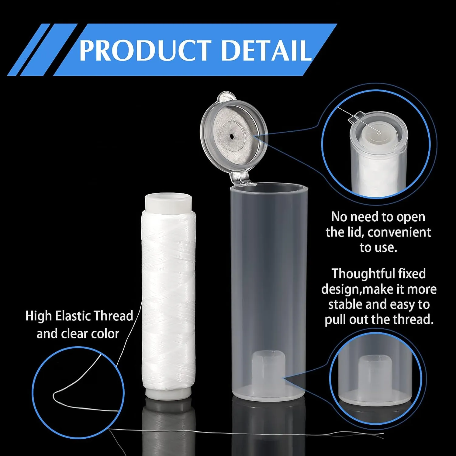 Skylety Fishing Thread Nylon Elastic Invisible Magic Fishing Line Bait Thread 0.2 mm Length 656 Feet Per Spool Stretchy Bait String Line Clear Storage Case