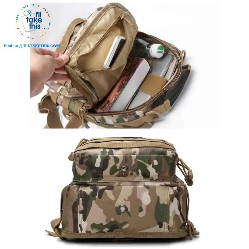 Tactical Crossbody/Shoulder Backpack Ideal for Camping, Hiking, Fishing or School