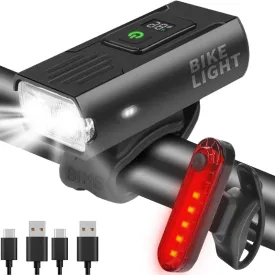 Victoper Bike Light, High Lumens Super Bright Bicycle Lite, 6 4 Modes USB Rechargeable Bike Headlight & Taillight Set, Waterproof Safety Bike Front & Rearlight for Road, Mountain, Night Riding