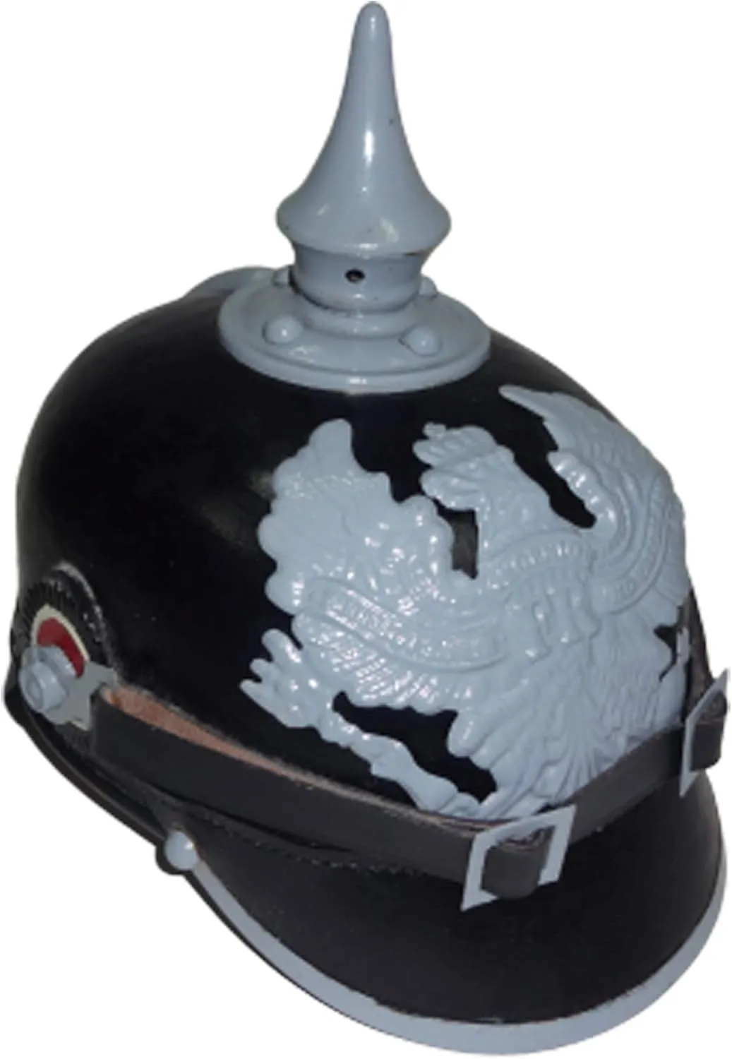 warreplica Imperial German Spiked Pickelhaube Officer Helmet Black Leather & Grey