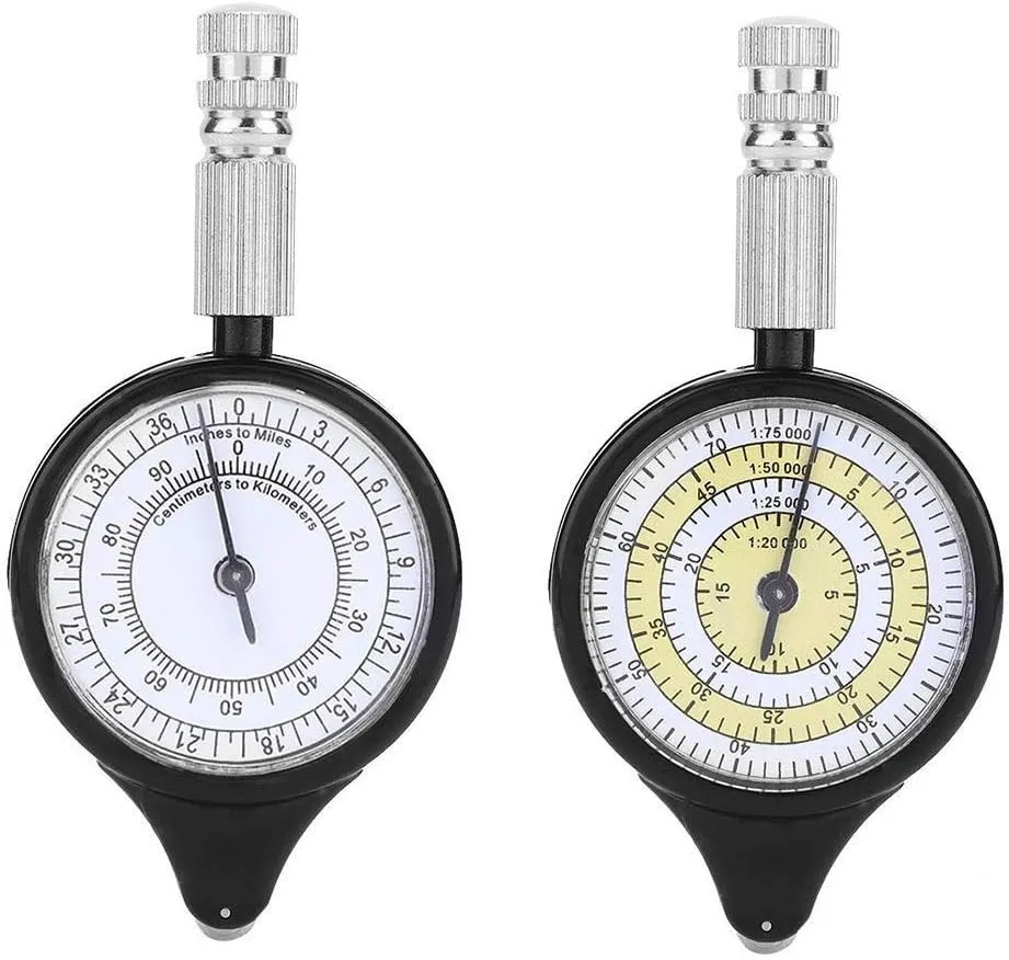 Wbestexercises Map Measurer,Mini Outdoor Map Odometer Map Measuring Gauge Distance Caculator Mapping Tool Metal Wheel for Camping Hiking Traveling Walking