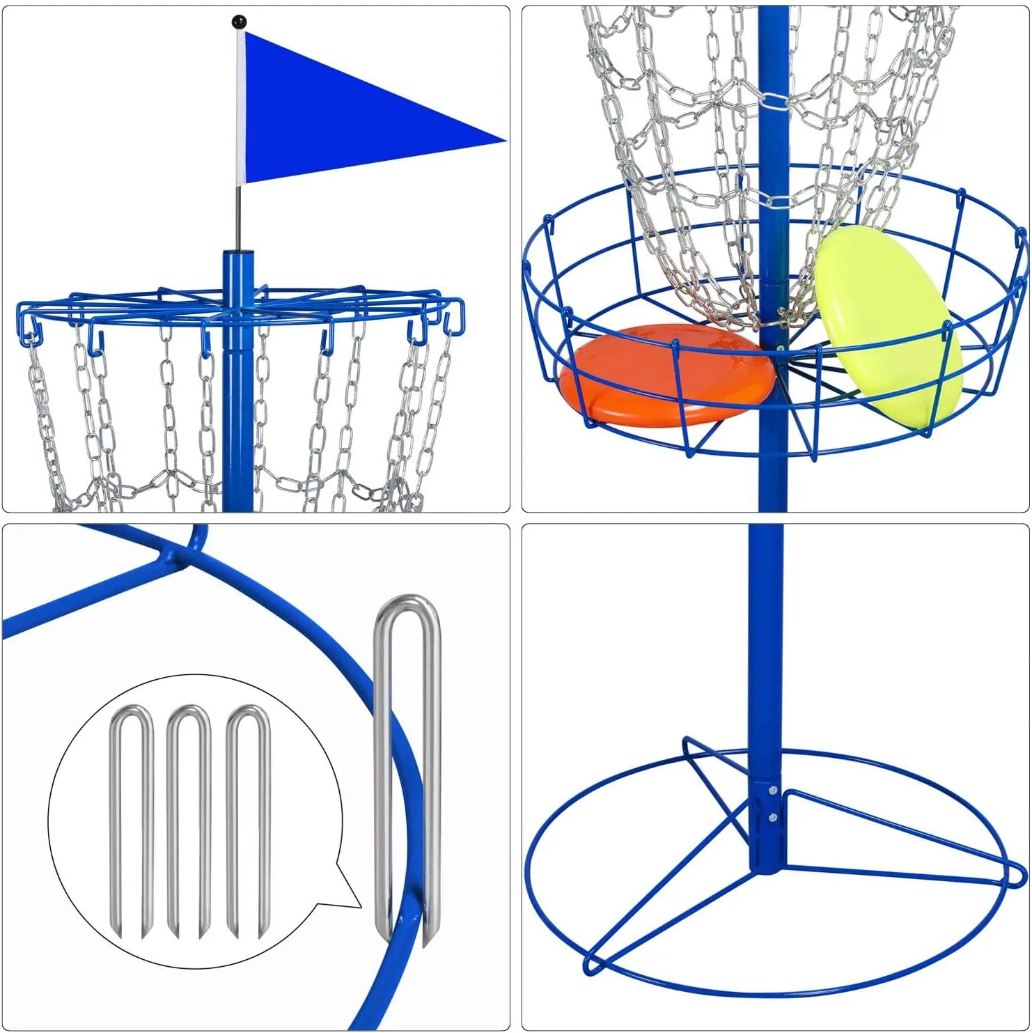 Yaheetech Portable Disc Golf Basket Target Disc Sports 12-Chain Practice Disc Golf Target Steel Hole Disc Golf Goals Catcher Indoor & Outdoor, Blue/Red/Orange/Black