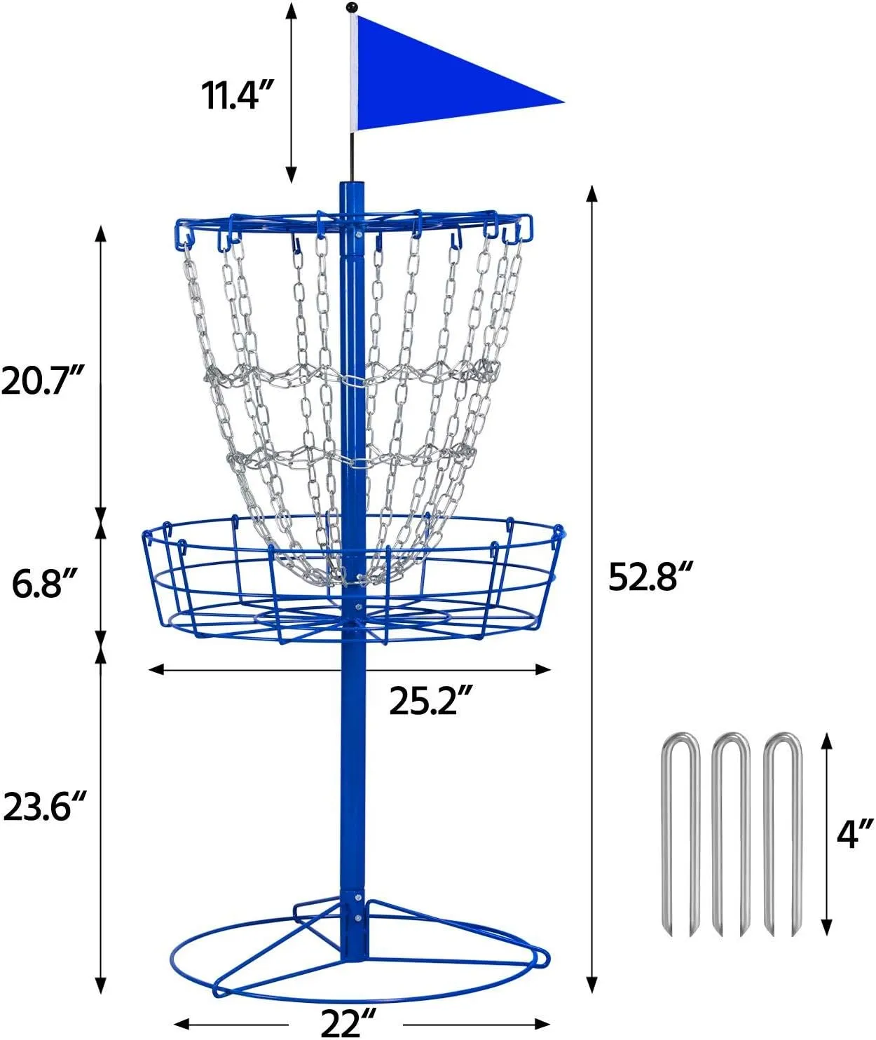 Yaheetech Portable Disc Golf Basket Target Disc Sports 12-Chain Practice Disc Golf Target Steel Hole Disc Golf Goals Catcher Indoor & Outdoor, Blue/Red/Orange/Black