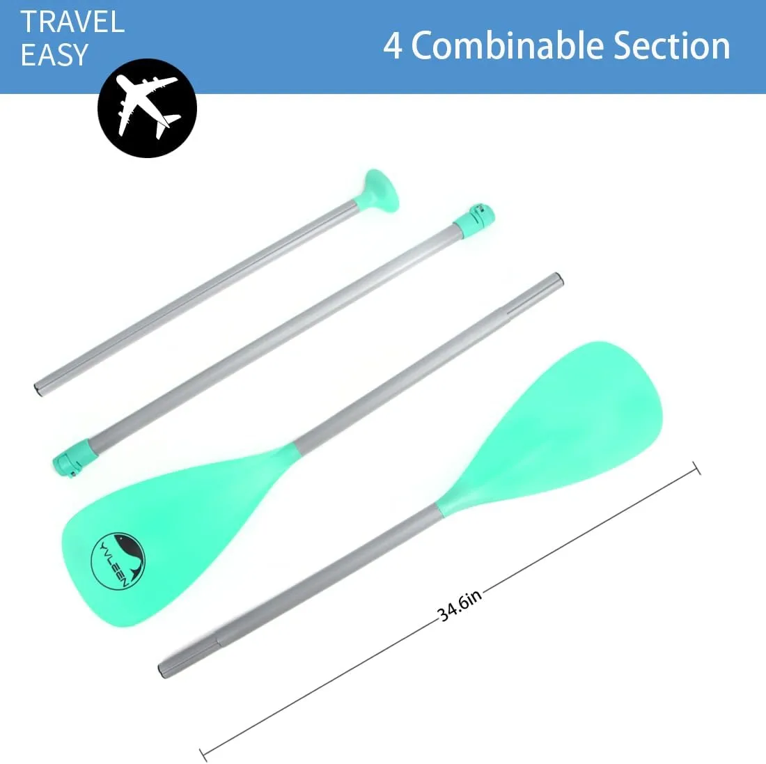 YVLEEN SUP Paddle Board PaddleStand up Paddleboard Paddles Adjustable Aluminum 4-Piece Floating Kayak PaddleConvertible Paddle